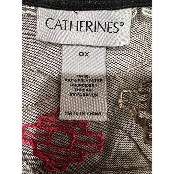 Catherine's Tribal Art to Wear Mesh Lace Embroidered Boho Cardigan Plus-size 0X - Picture 7 of 8